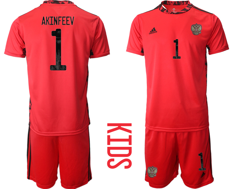Cheap 2021 European Cup Russia red goalkeeper Youth 1 soccer jerseys